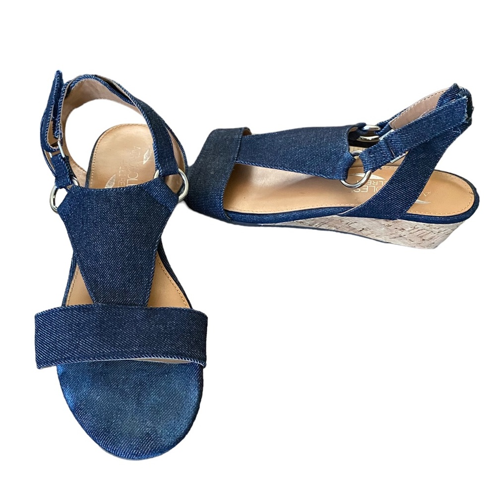 Aerosoles Heelrest Creme Brulee Denim Slingback Sandals Sz 7.5 Resort Summer